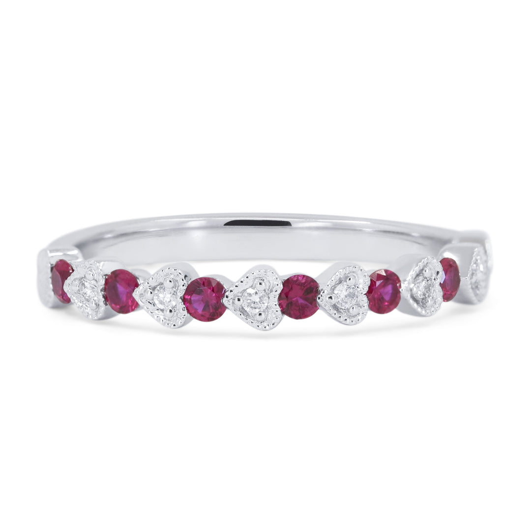 Beautiful Hand Crafted 14K White Gold  Ruby And Diamond Arianna Collection Ring