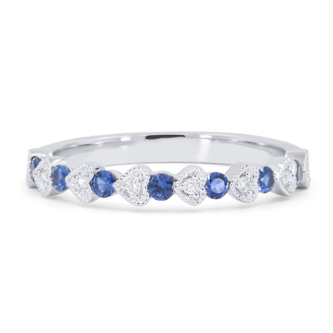 Beautiful Hand Crafted 14K White Gold  Sapphire And Diamond Arianna Collection Ring