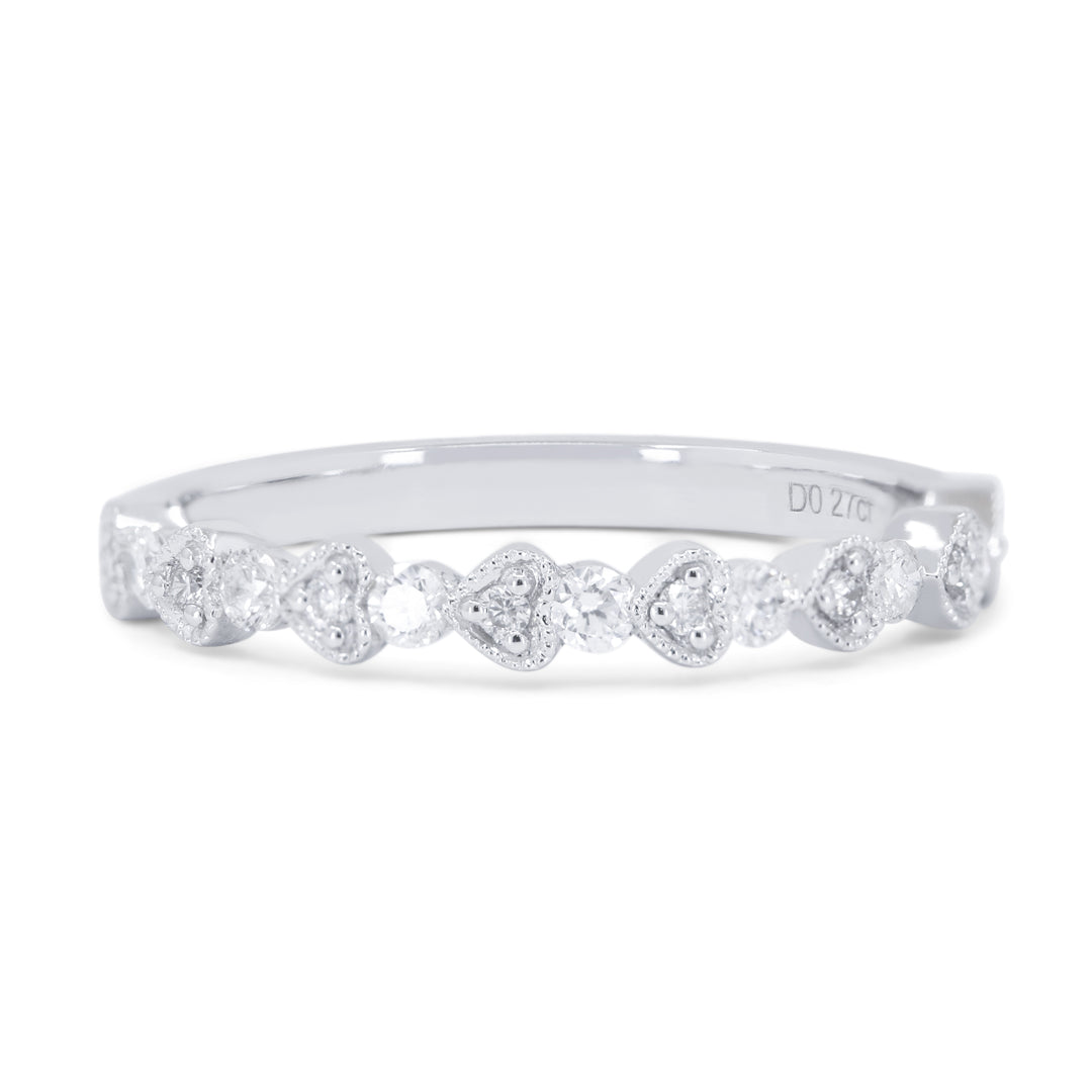 Beautiful Hand Crafted 14K White Gold White Diamond Arianna Collection Ring