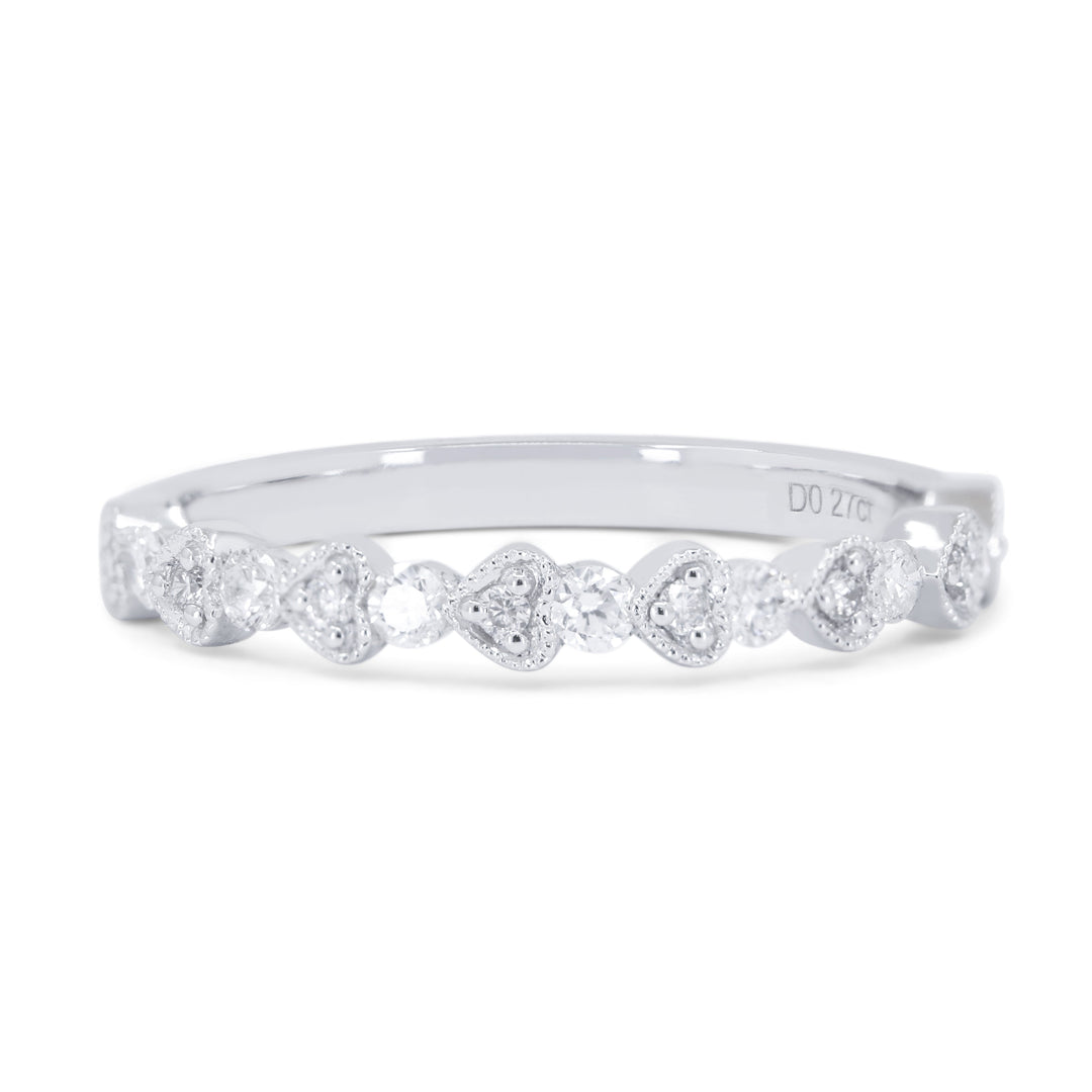 Beautiful Hand Crafted 14K White Gold White Diamond Bridal Collection Ring