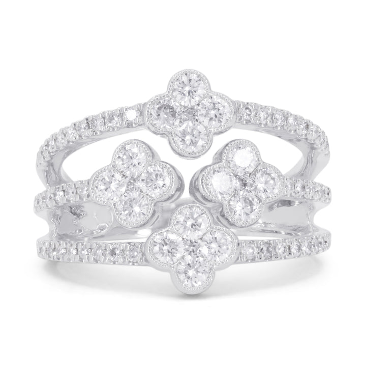 Beautiful Hand Crafted 14K White Gold White Diamond Milano Collection Ring