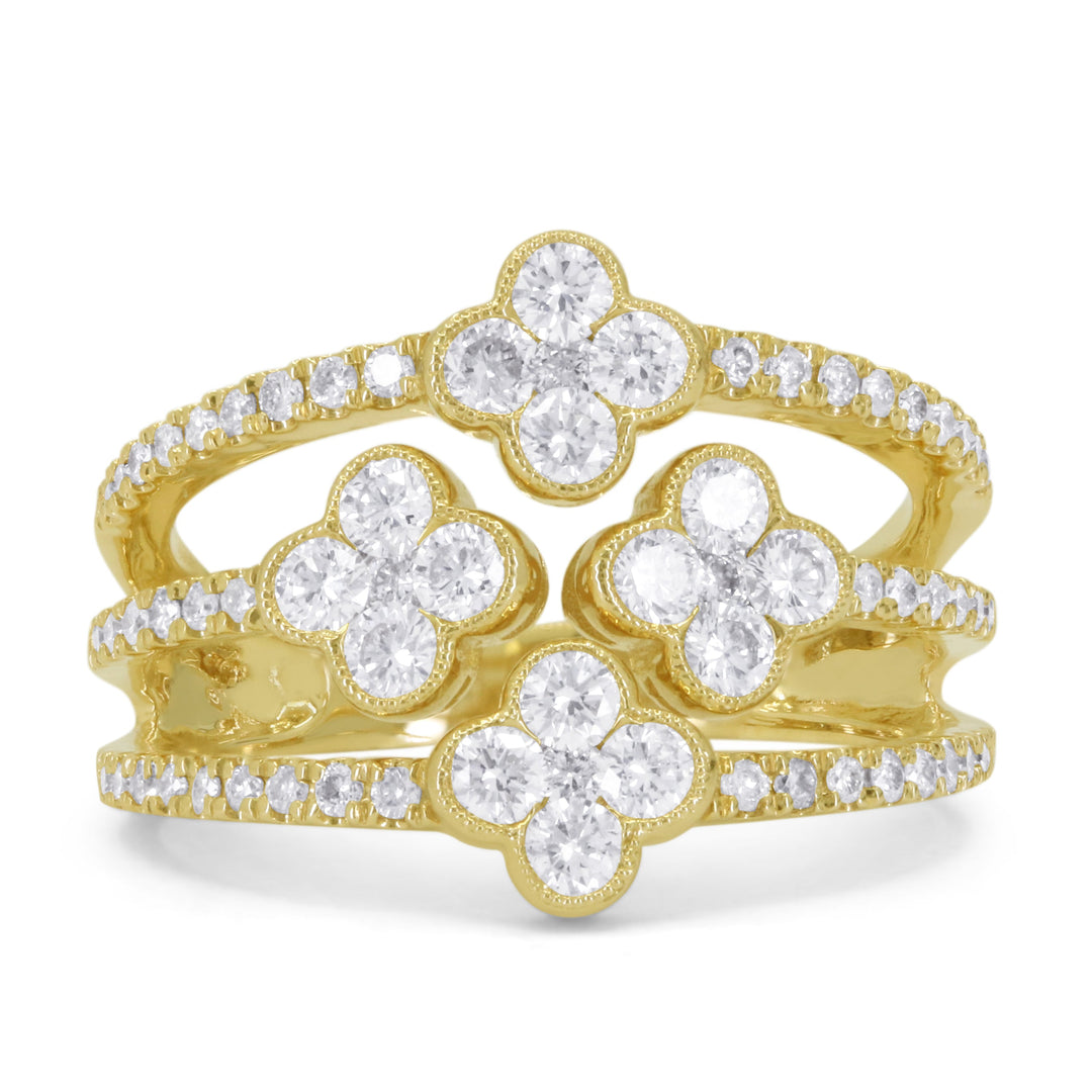 Beautiful Hand Crafted 14K Yellow Gold White Diamond Milano Collection Ring