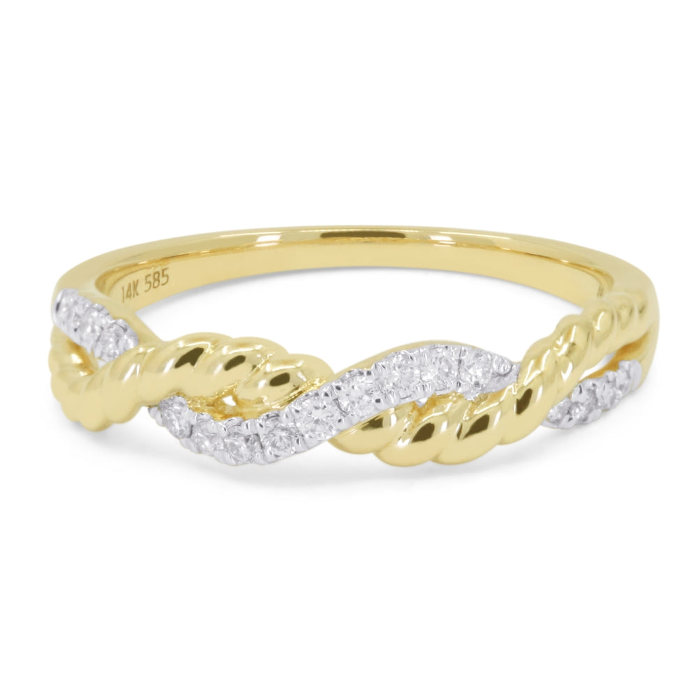 Beautiful Hand Crafted 14K Two Tone Gold White Diamond Milano Collection Ring