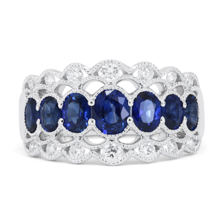 Beautiful Hand Crafted 18K White Gold  Sapphire And Diamond Arianna Collection Ring