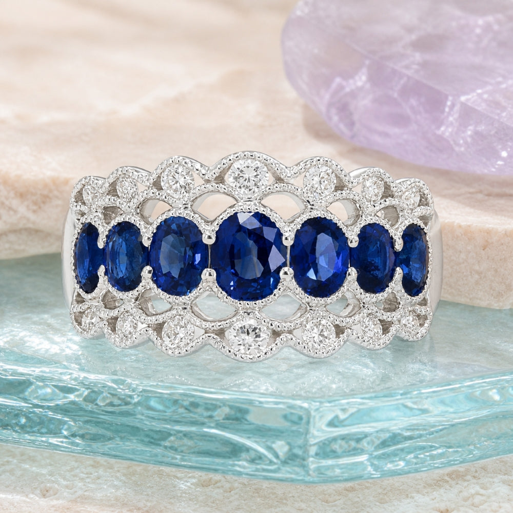 R1758 - 18K White Gold Sapphire Ring