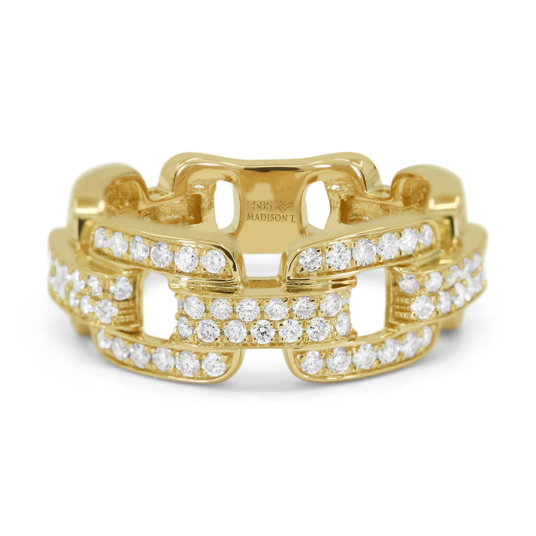 Beautiful Hand Crafted 14K Yellow Gold White Diamond Milano Collection Ring