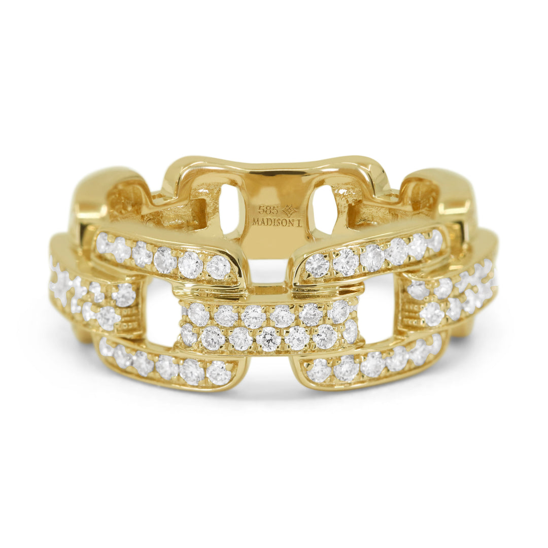 Beautiful Hand Crafted 14K Yellow Gold White Diamond Milano Collection Ring