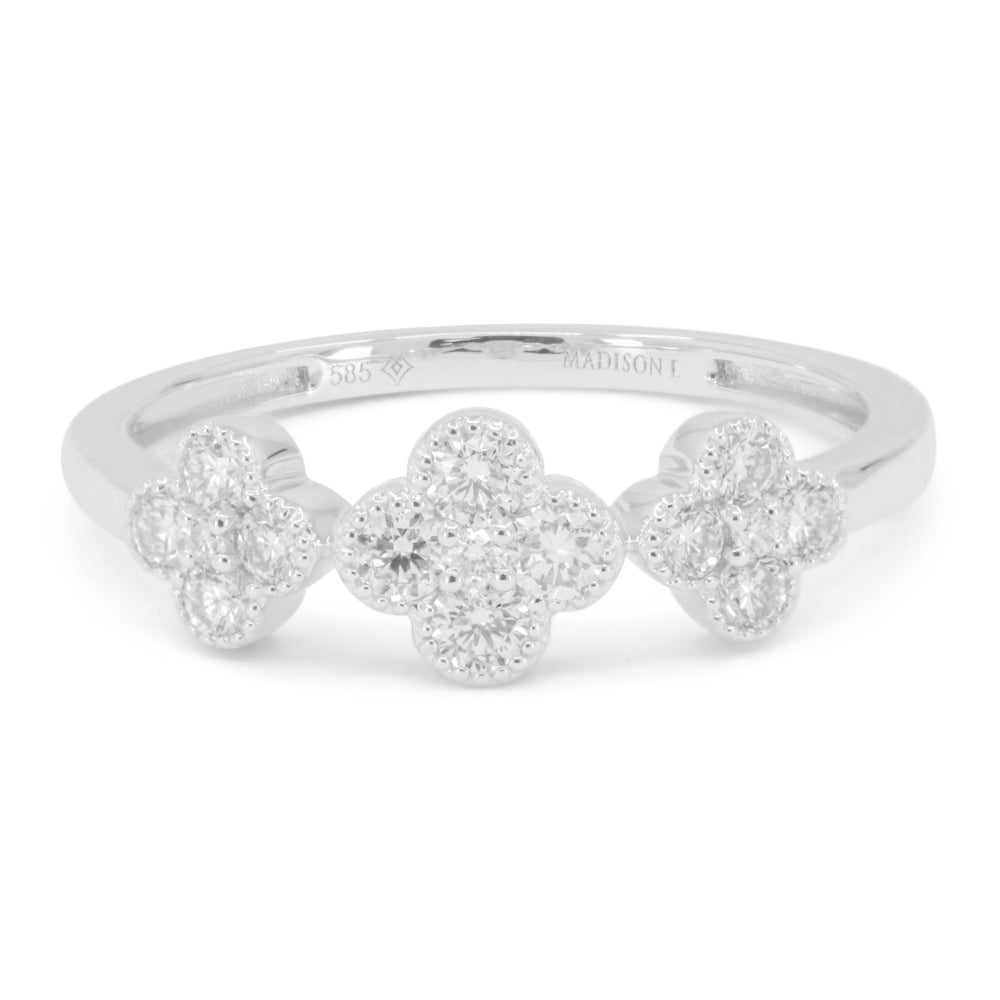 Beautiful Hand Crafted 14K White Gold White Diamond Milano Collection Ring