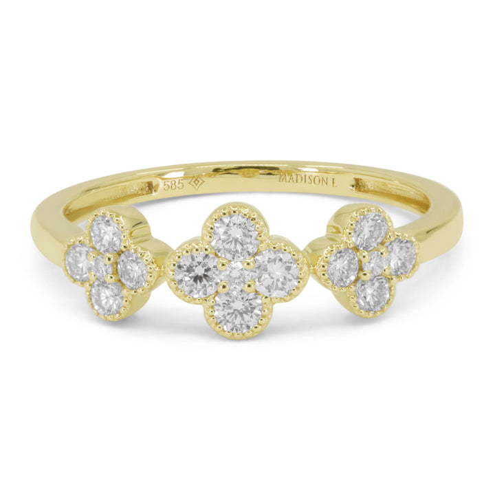 Beautiful Hand Crafted 14K Yellow Gold White Diamond Milano Collection Ring