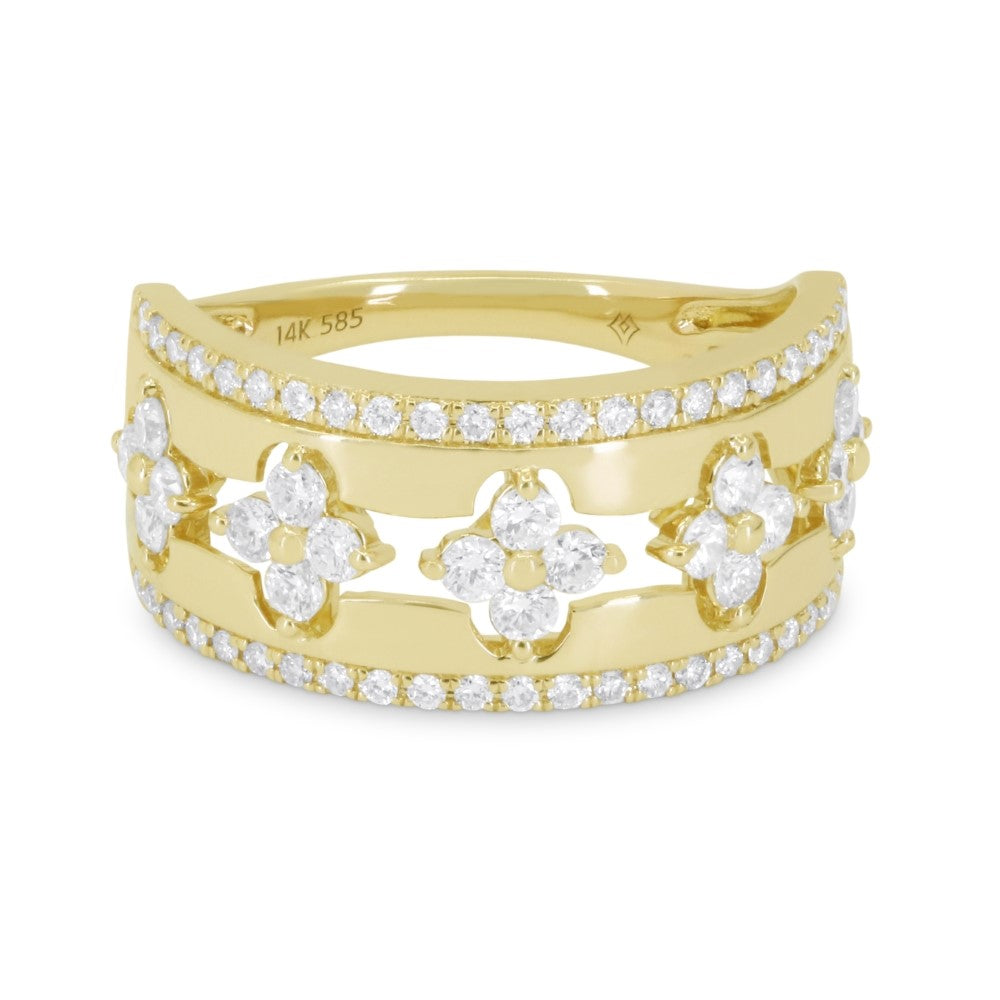 Beautiful Hand Crafted 14K Yellow Gold White Diamond Milano Collection Ring