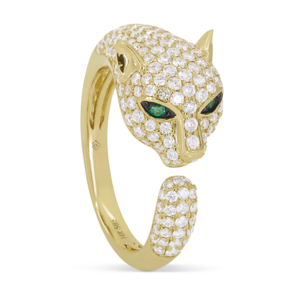 Beautiful Hand Crafted 14K Yellow Gold  Emerald And Diamond Milano Collection Ring