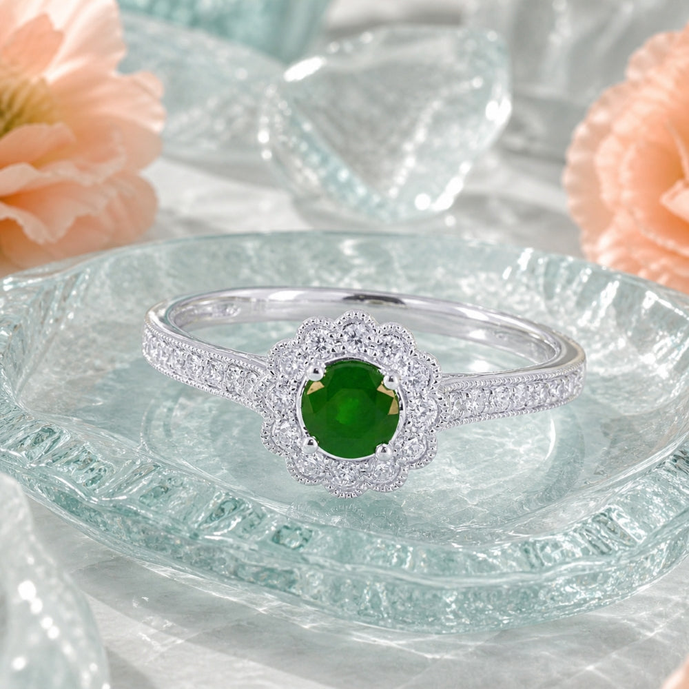 R1772 - 14K Gold Emerald, Ruby & Sapphire Round Ring