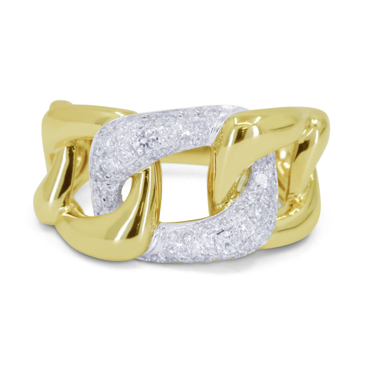 Beautiful Hand Crafted 14K Two Tone Gold White Diamond Milano Collection Ring