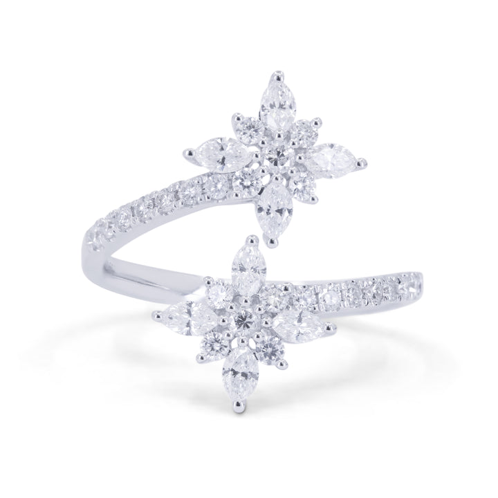 Beautiful Hand Crafted 14K White Gold White Diamond Milano Collection Ring