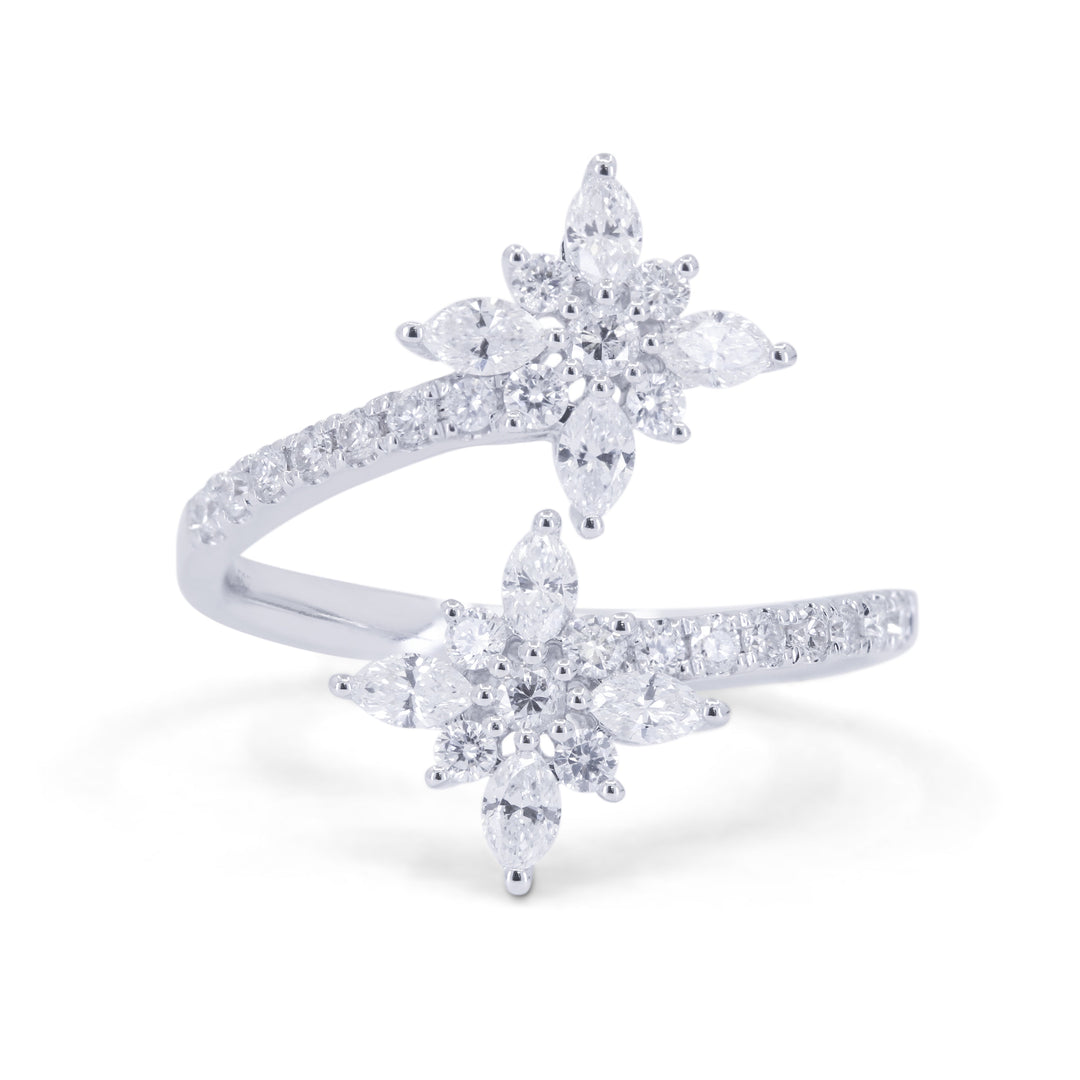 Beautiful Hand Crafted 14K White Gold White Diamond Milano Collection Ring