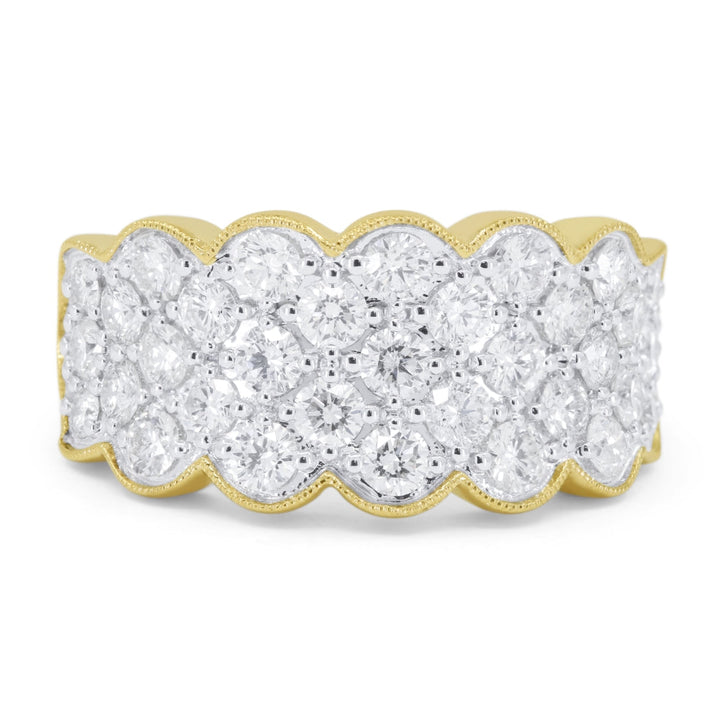 Beautiful Hand Crafted 14K Two Tone Gold White Diamond Milano Collection Ring