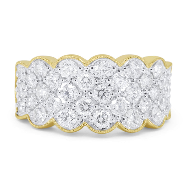 Beautiful Hand Crafted 14K Yellow Gold White Diamond Milano Collection Ring