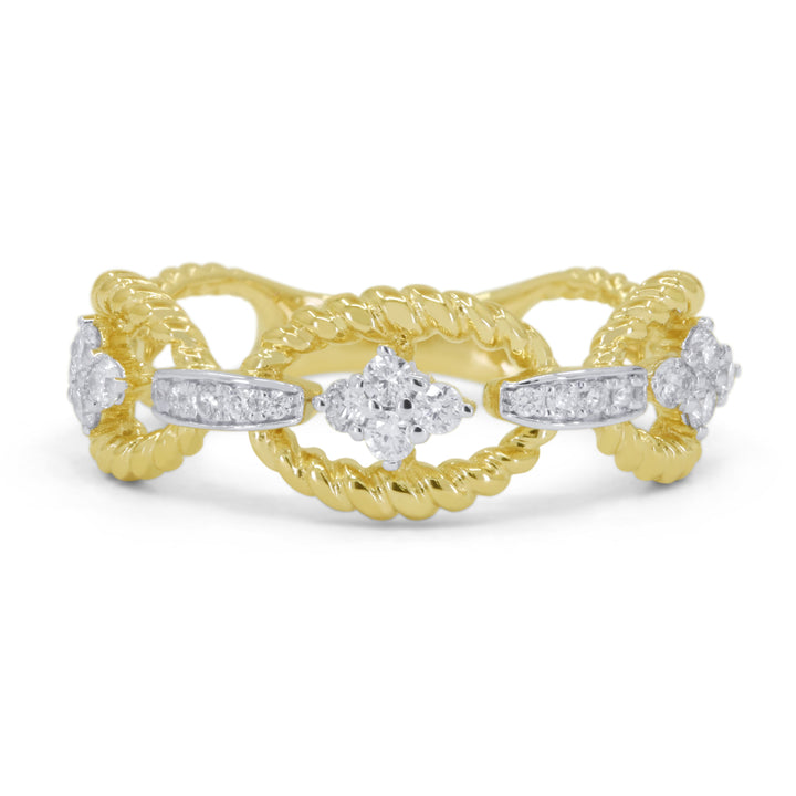 Beautiful Hand Crafted 14K Yellow Gold White Diamond Milano Collection Ring