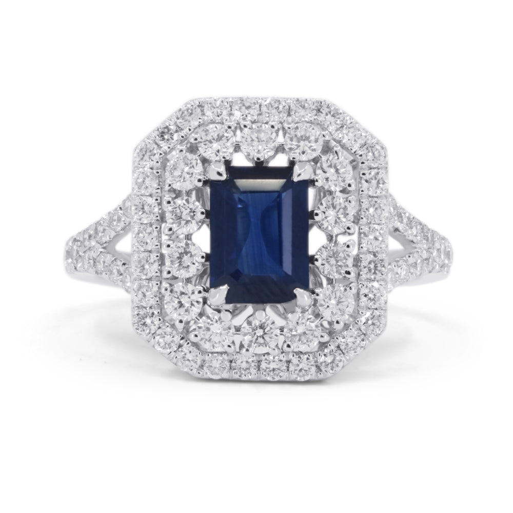 Beautiful Hand Crafted 14K White Gold  Sapphire And Diamond Arianna Collection Ring