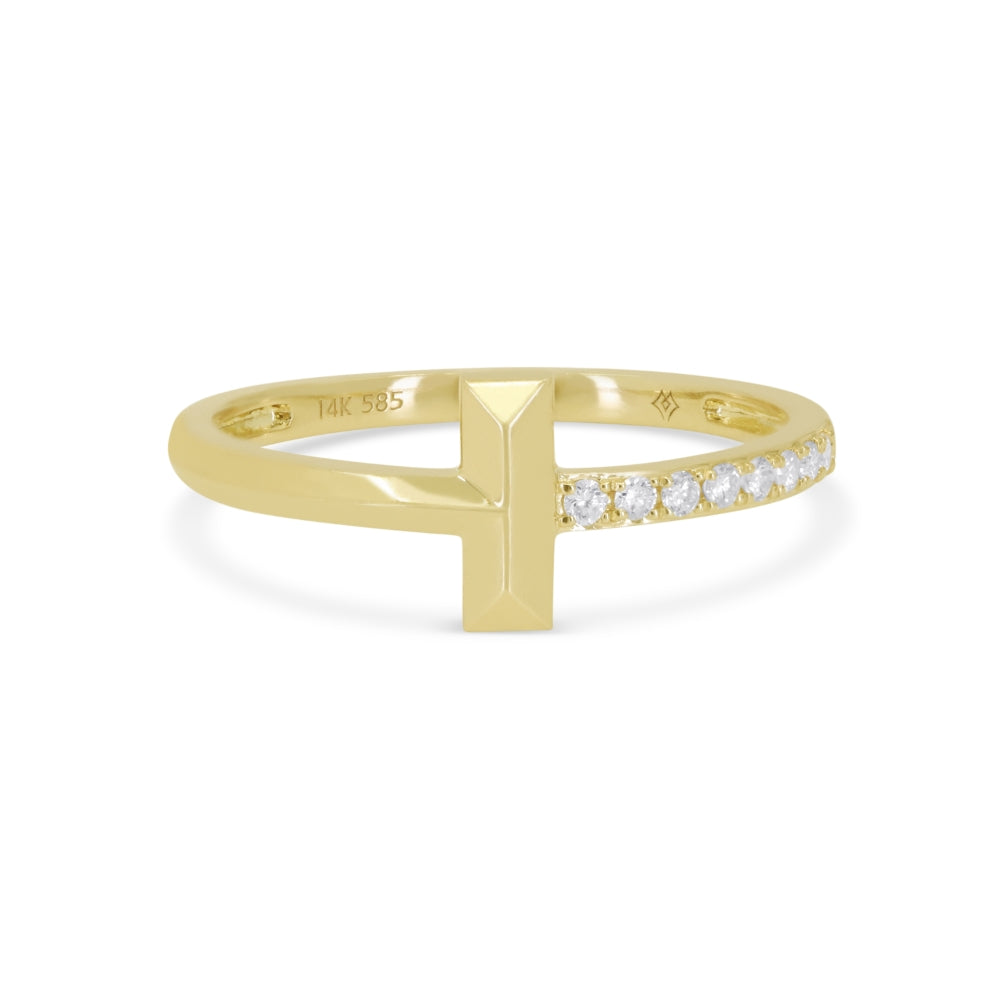 Beautiful Hand Crafted 14K Yellow Gold White Diamond Milano Collection Ring