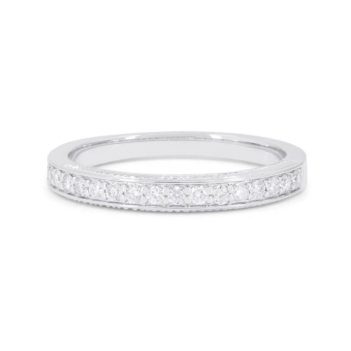 Beautiful Hand Crafted 14K White Gold White Diamond Bridal Collection Ring