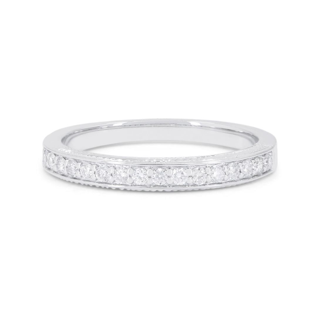 Beautiful Hand Crafted 14K White Gold White Diamond Bridal Collection Ring