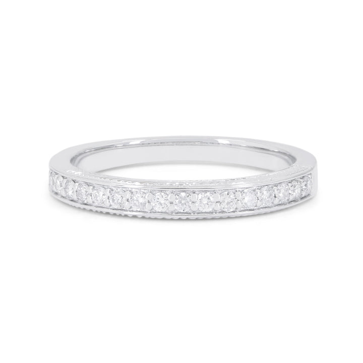 Beautiful Hand Crafted 14K White Gold White Diamond Bridal Collection Ring