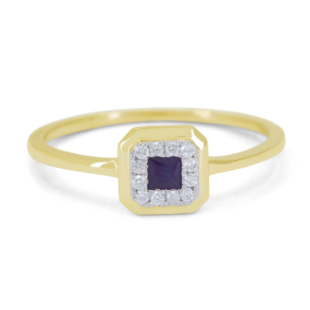 Beautiful Hand Crafted 14K Yellow Gold 3MM Created Alexandrite And Diamond Essentials Collection Ring