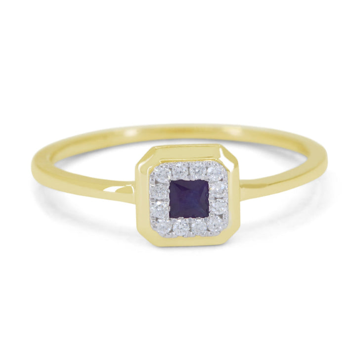 Beautiful Hand Crafted 14K Yellow Gold 3MM Created Alexandrite And Diamond Essentials Collection Ring