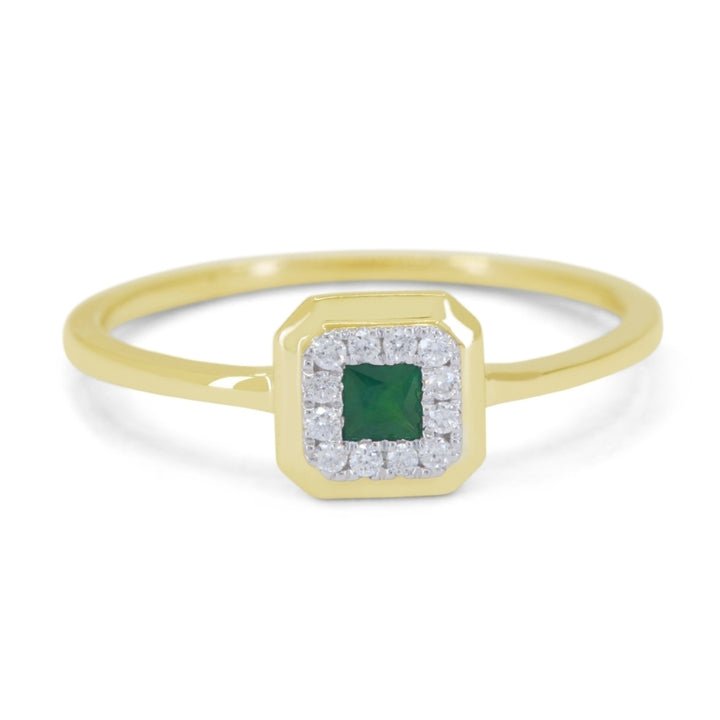 Beautiful Hand Crafted 14K Yellow Gold 3MM Emerald And Diamond Essentials Collection Ring