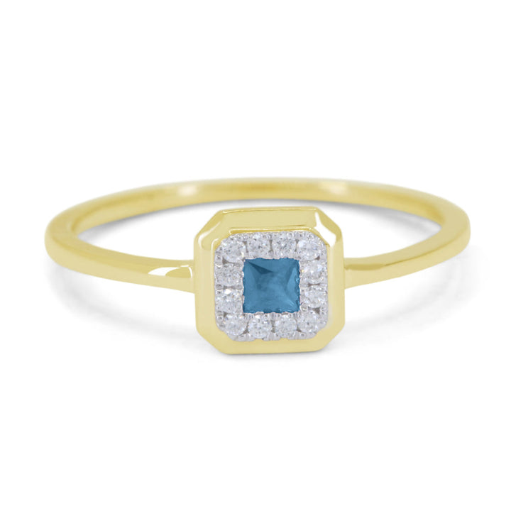Beautiful Hand Crafted 14K Yellow Gold 3MM London Blue Topaz And Diamond Essentials Collection Ring