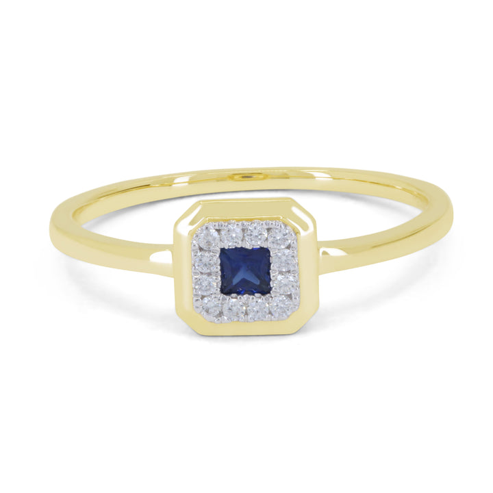 Beautiful Hand Crafted 14K Yellow Gold 3MM Sapphire And Diamond Essentials Collection Ring