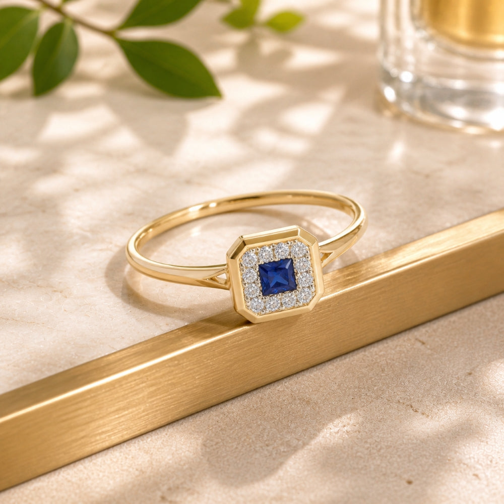 R1802 - 14K Gold Emerald, Ruby & Sapphire Cushion Ring