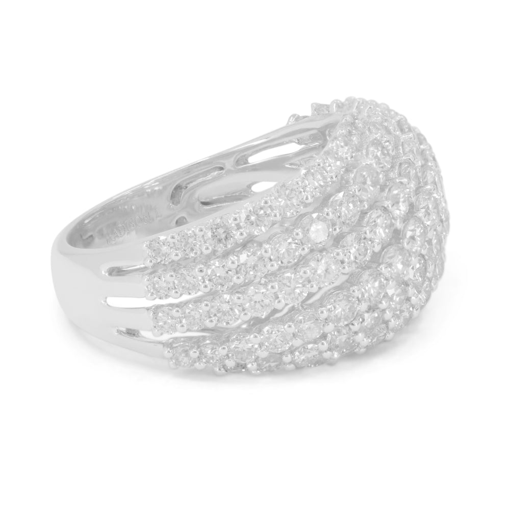 Beautiful Hand Crafted 14K White Gold White Diamond Milano Collection Ring