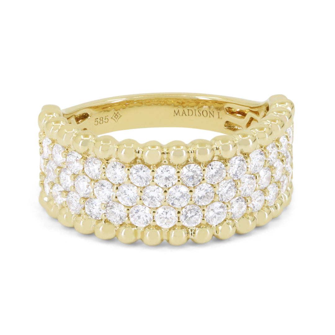 Beautiful Hand Crafted 14K Yellow Gold White Diamond Milano Collection Ring