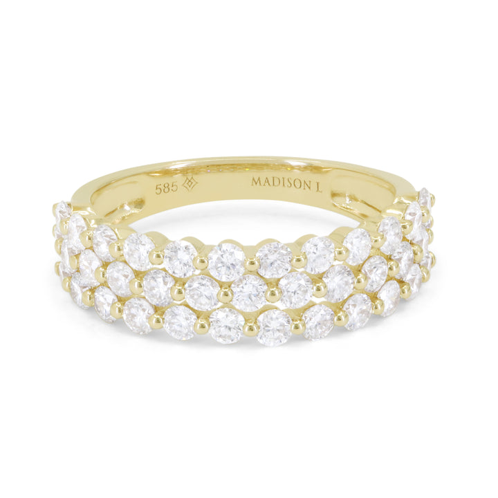 Beautiful Hand Crafted 14K Yellow Gold White Diamond Milano Collection Ring