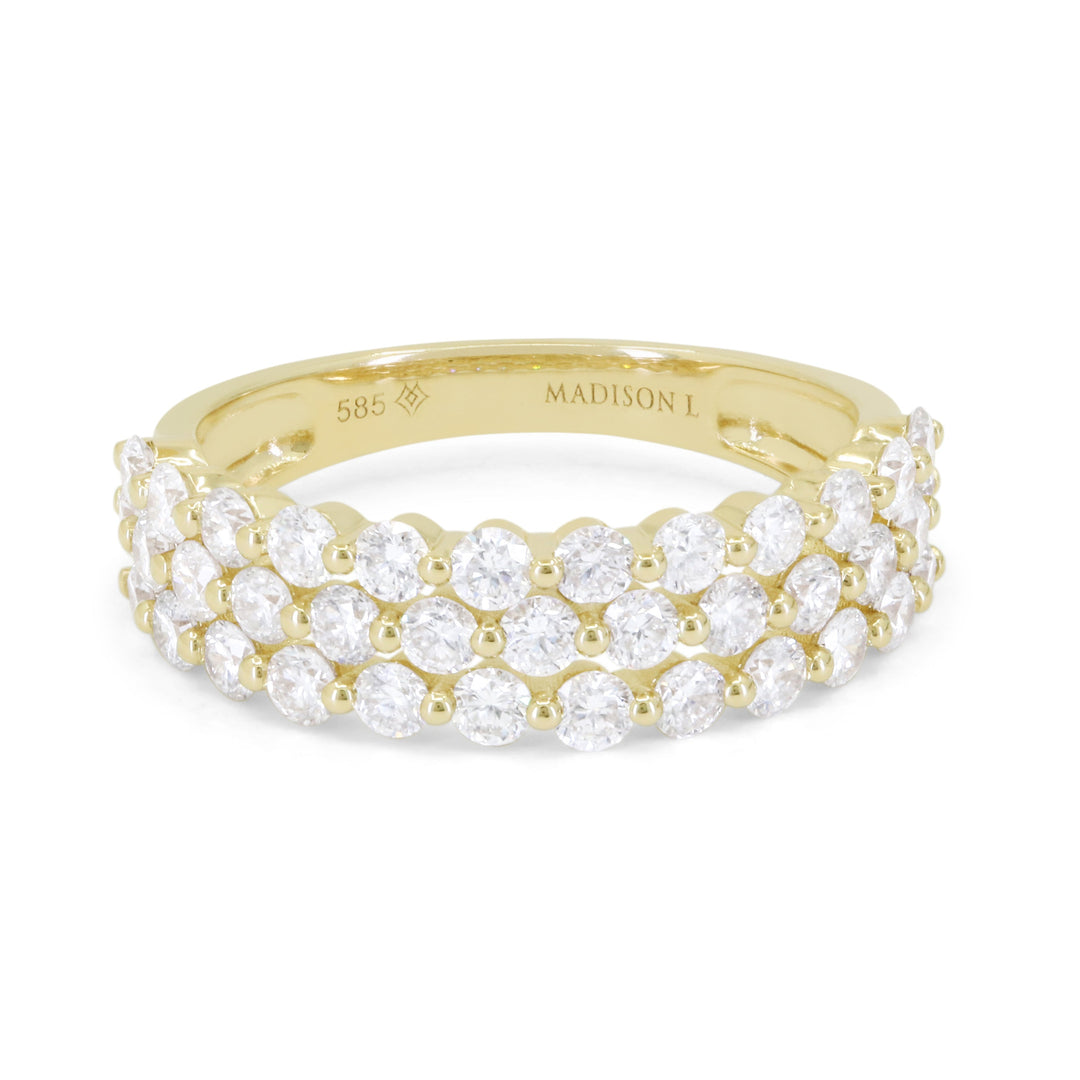 Beautiful Hand Crafted 14K Yellow Gold White Diamond Milano Collection Ring