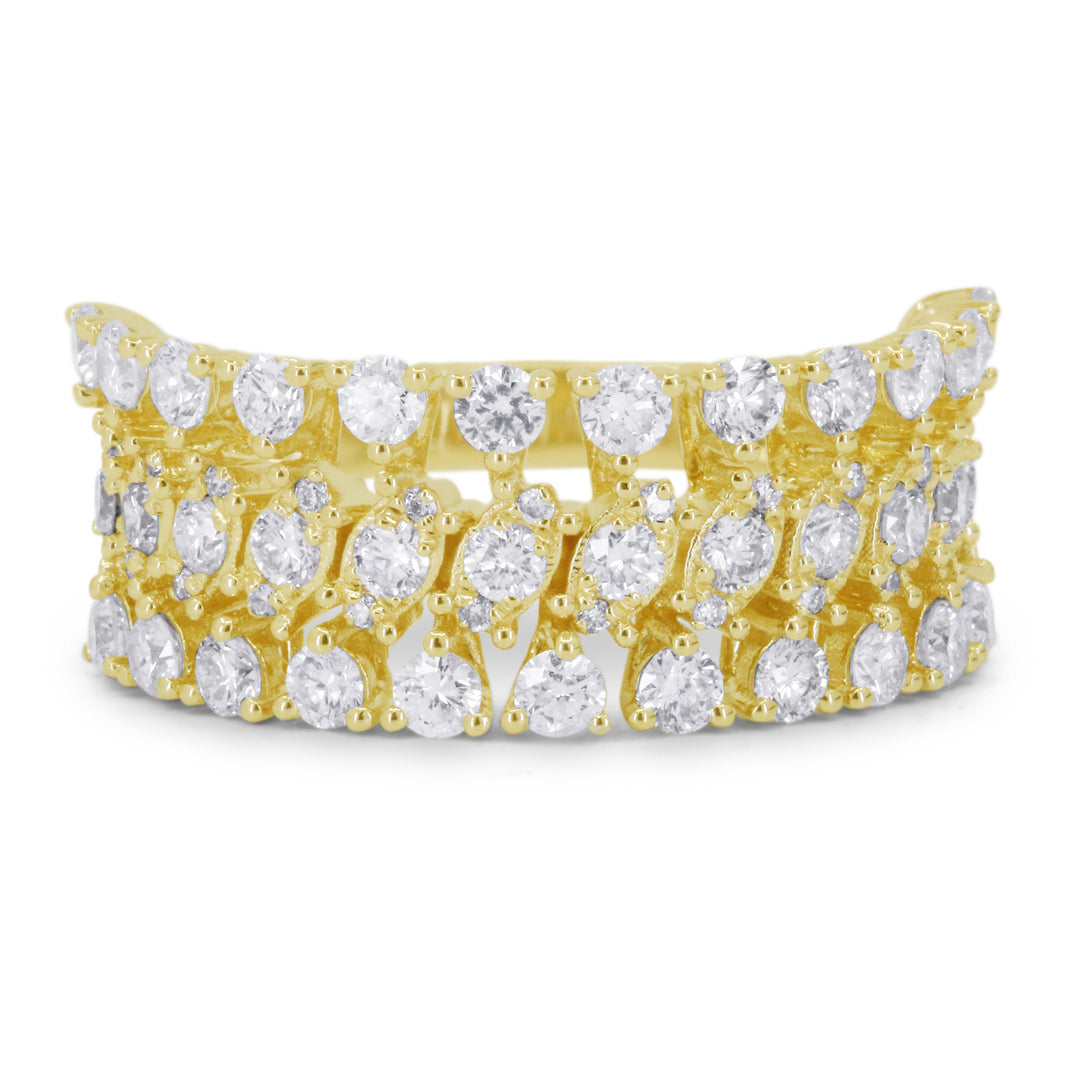 Beautiful Hand Crafted 14K Yellow Gold White Diamond Milano Collection Ring