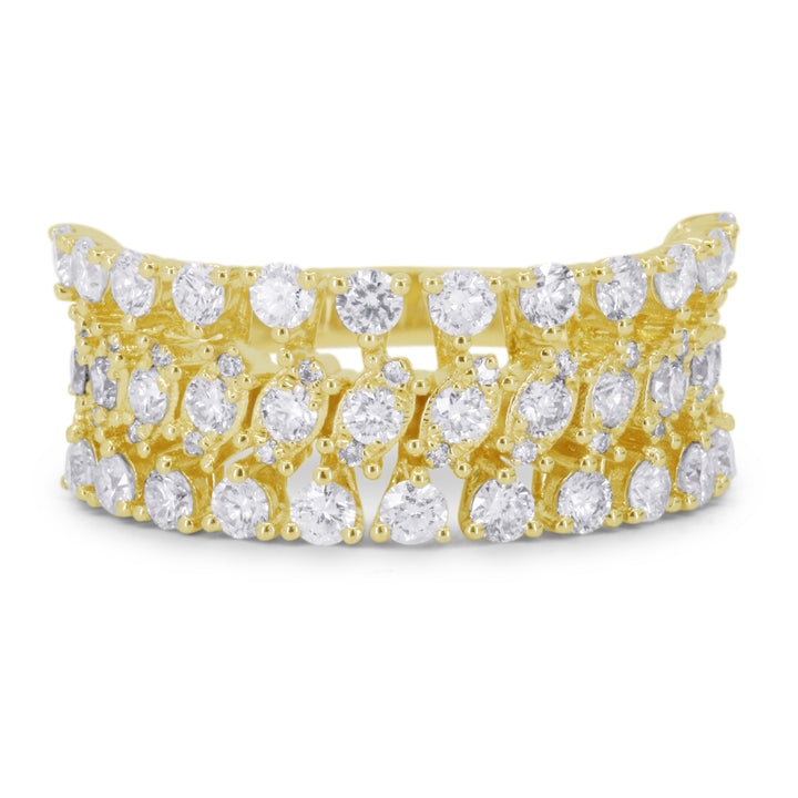 Beautiful Hand Crafted 14K Yellow Gold White Diamond Milano Collection Ring