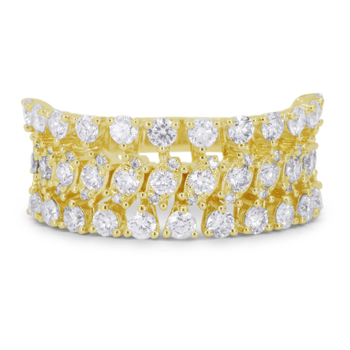 Beautiful Hand Crafted 14K Yellow Gold White Diamond Milano Collection Ring