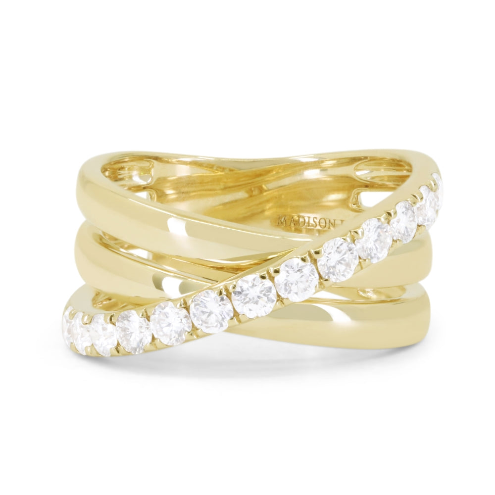 Beautiful Hand Crafted 14K Yellow Gold White Diamond Milano Collection Ring