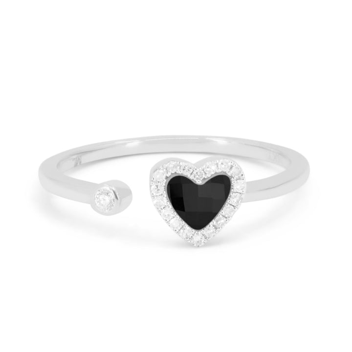 Beautiful Hand Crafted 14K White Gold  Black Onyx And Diamond Essentials Collection Ring