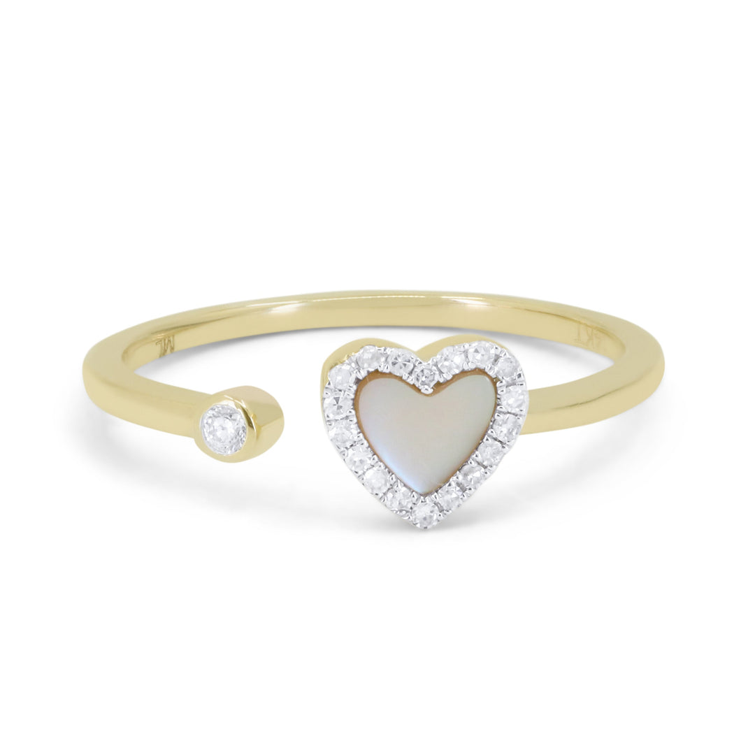 Beautiful Hand Crafted 14K Yellow Gold  Mother Of Pearl And Diamond Milano Collection Ring