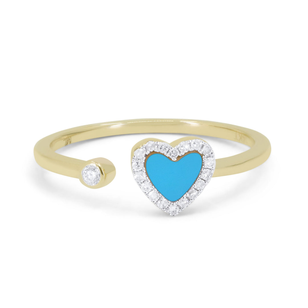 Beautiful Hand Crafted 14K Yellow Gold  Turquoise And Diamond Essentials Collection Ring