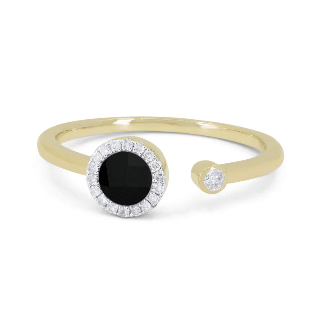 Beautiful Hand Crafted 14K Yellow Gold  Black Onyx And Diamond Milano Collection Ring