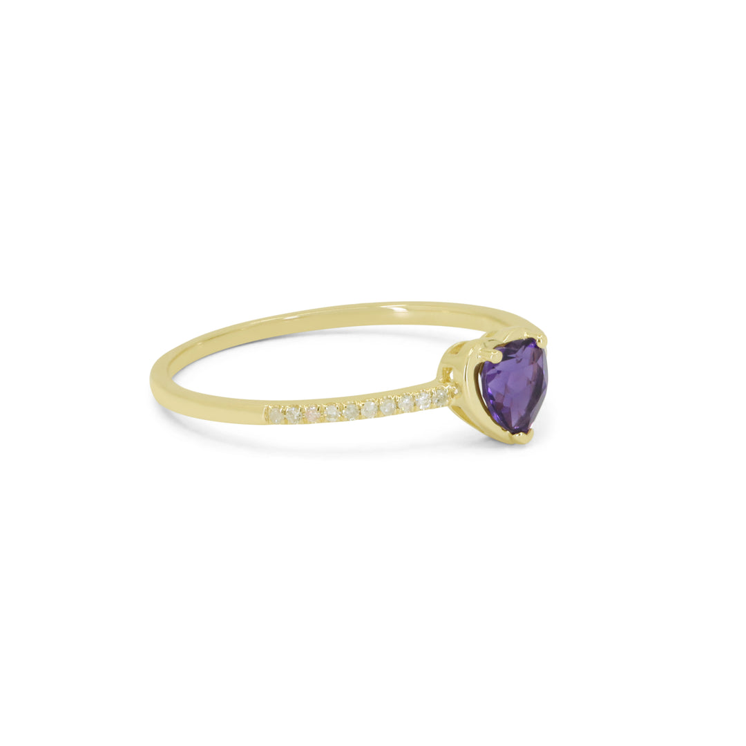 Beautiful Hand Crafted 14K Yellow Gold  Amethyst And Diamond Essentials Collection Ring