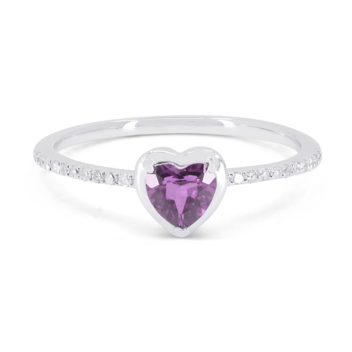 Beautiful Hand Crafted 14K White Gold 5MM Created Pink Sapphire And Diamond Essentials Collection Ring