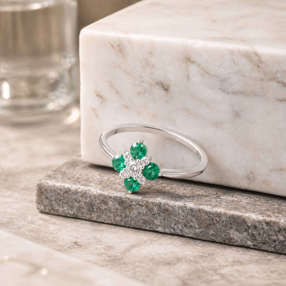 R1819 - 14K Gold Emerald, Ruby & Sapphire Ring