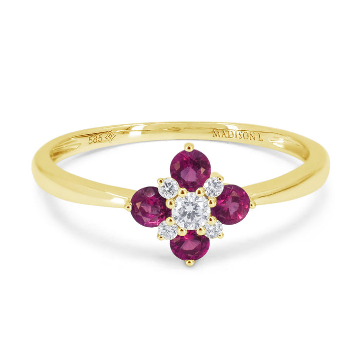 Beautiful Hand Crafted 14K Yellow Gold  Ruby And Diamond Arianna Collection Ring