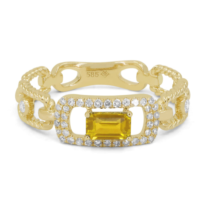 Beautiful Hand Crafted 14K Yellow Gold 3X5MM Citrine And Diamond Essentials Collection Ring